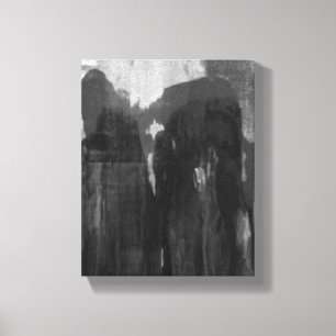 Impressão Em Tela Pintura de Abstrato de cinza branca preta