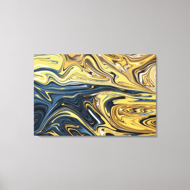 Impressão Em Tela Pintura de Abstrato Dourado derretido | Melhor con (Frente)