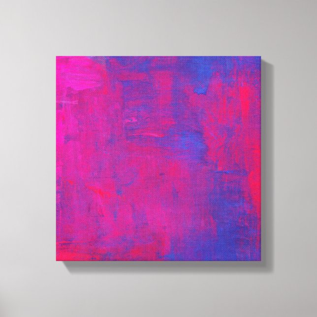 Impressão Em Tela Pintura de Abstrato magenta e azul (Frente)