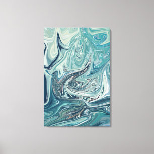 Impressão Em Tela Pintura de Abstrato no mar azul