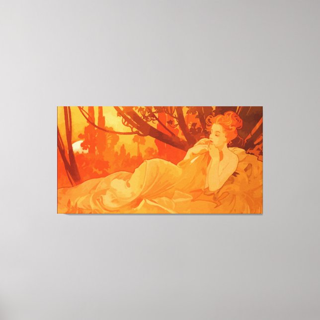 Impressão Em Tela Pintura de Art Nouveau inspirada em Mucha (Frente)