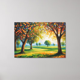 Impressão Em Tela pintura de árvores com folhas coloridas