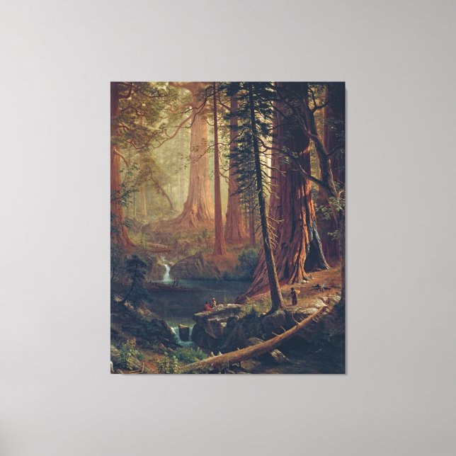 Impressão Em Tela Pintura de Árvores Sequoias Bierstadt (Frente)