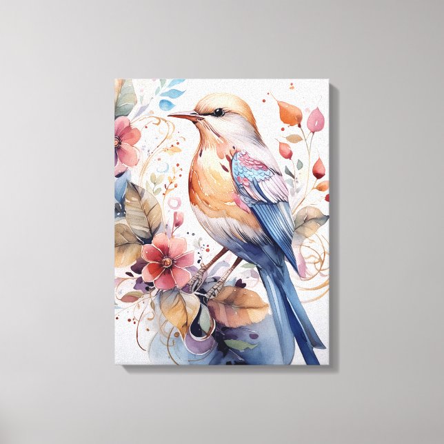 Impressão Em Tela Pintura de aves (Frente)