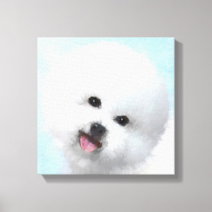 Impressão Em Tela Pintura de Bichon Frise - Arte de Cachorro Origina
