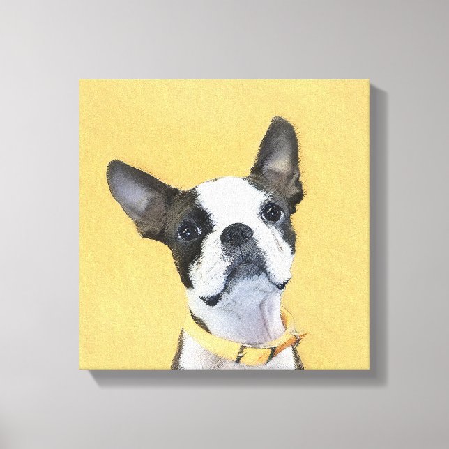 Impressão Em Tela Pintura de Boston Terrier - Arte de Cachorro Origi (Frente)
