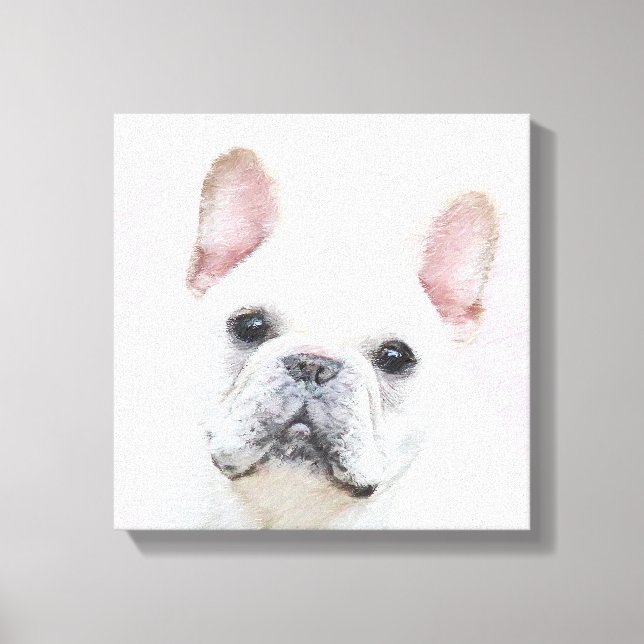 Impressão Em Tela Pintura de Bulldog Francês (Creme/Branco) - Arte C (Frente)