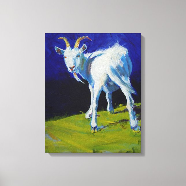 Impressão Em Tela Pintura de Cabra Branca (Frente)