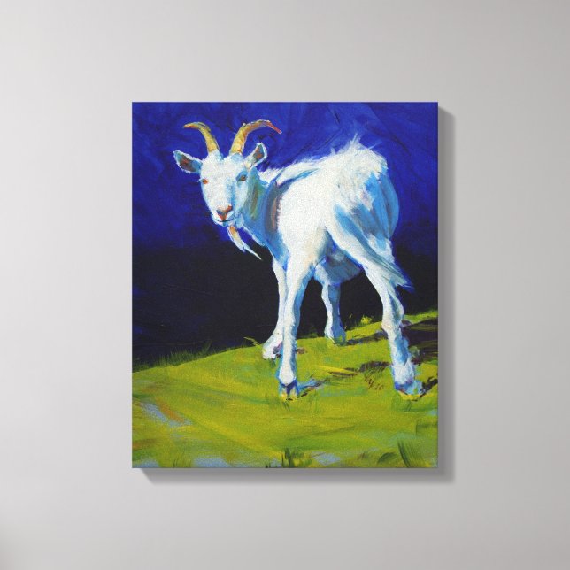 Impressão Em Tela Pintura de Cabra Branca (Frente)