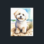 Impressão Em Tela Pintura de Cachorro Bichon Frise<br><div class="desc">Cachorro Bichon Frise na trabalho de arte de praia em aquarela.</div>