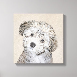 Impressão Em Tela Pintura De Cachorro Em Havanês - Arte De Cão Ori