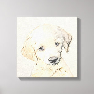 Impressão Em Tela Pintura De Cãozinho Para Retriever ouro - Arte De