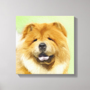 Impressão Em Tela Pintura De Chow Chow - Arte De Cachorro Original