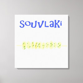 Impressão Em Tela pintura de comida em souvlaki greek