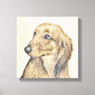 Impressão Em Tela Pintura de Dachshund (Longhaired) - Arte de Cão Or