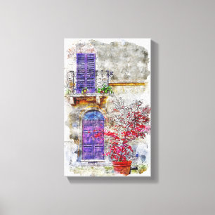 Impressão Em Tela Pintura de Desenho do Jardim de Portas Violetas Li