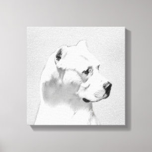 Impressão Em Tela Pintura de Dogo Argentino - Arte de Cachorro Origi