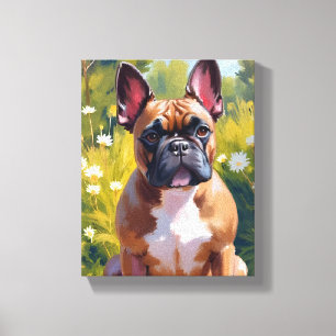 Impressão Em Tela Pintura de estimação de Bulldog Francês Arte de ca