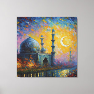 Impressão Em Tela Pintura de estrelas muçulmanas do Crescente Mesqui