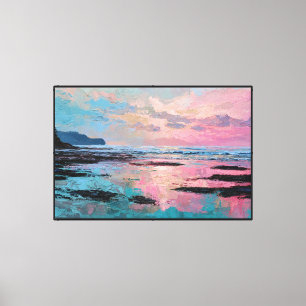 Impressão Em Tela Pintura de Falésia Costeira ao Pôr do Sol – Arte A