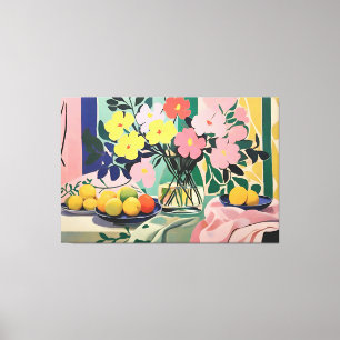 Impressão Em Tela Pintura de Flor Vibrante Inspirada por Matisse
