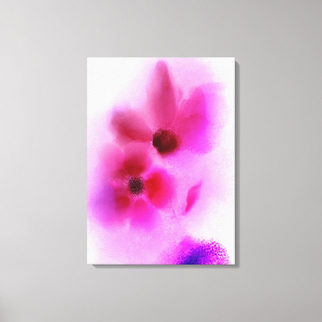 Impressão Em Tela Pintura de Flores de Gêmeos Roxos Rosa-Rosa (Frente)