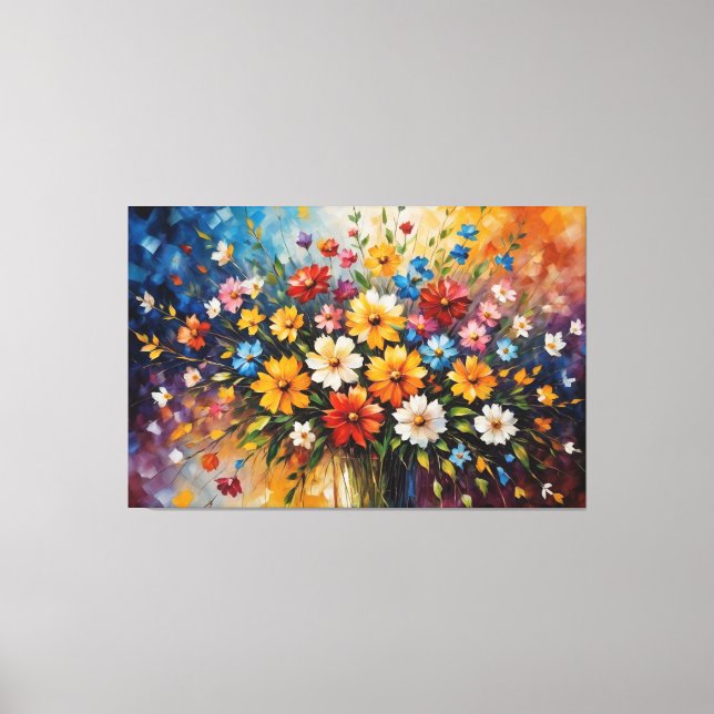 Impressão Em Tela pintura de flores em um vaso (Frente)