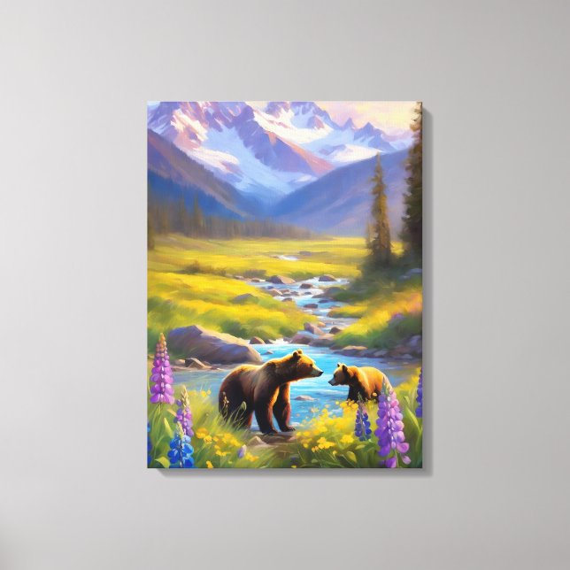 Impressão Em Tela Pintura de flores silvestres da Montanha do Urso G (Frente)