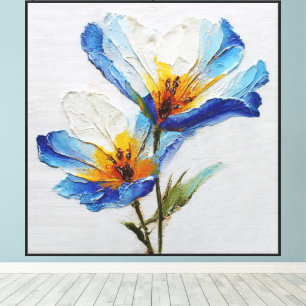 Impressão Em Tela Pintura de Florescimento Abstrato Radiância Azur
