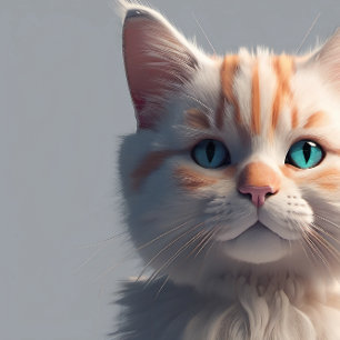 Impressão Em Tela Pintura de gato bonito