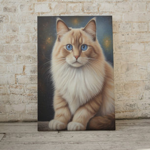 Impressão Em Tela Pintura de Gato Ragdoll Elegante