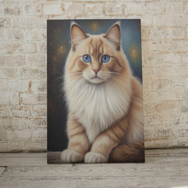 Impressão Em Tela Pintura de Gato Ragdoll Elegante (Criador carregado)