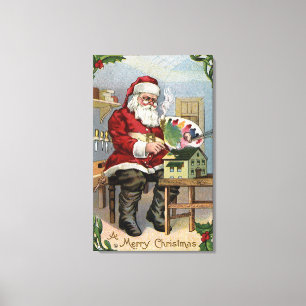 Impressão Em Tela Pintura de GreetingSanta do Natal