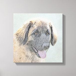 Impressão Em Tela Pintura de Leonberger - Arte de Cachorro Original