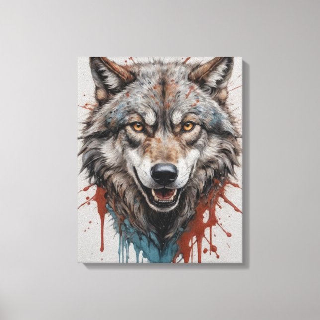 Impressão Em Tela pintura de lobo (Frente)