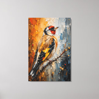 Impressão Em Tela Pintura de Luxo de Pintassilgo Dourado Impasto – A