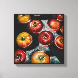 Impressão Em Tela Pintura de Maçãs Vermelhas Maçãs Em Água