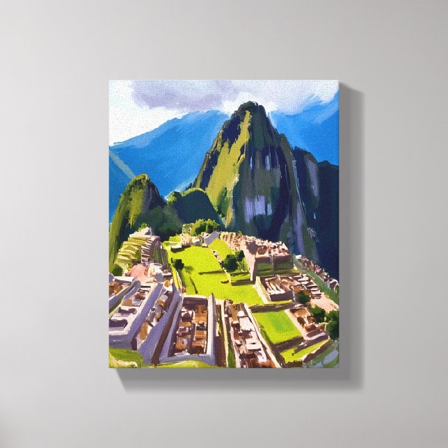 Impressão Em Tela Pintura de Machu Picchu Peru (Frente)