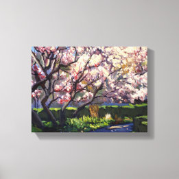 Impressão Em Tela Pintura de Macieiras em Flor