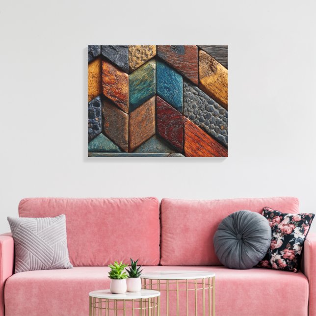 Impressão Em Tela Pintura de madeira (Insitu(Sala de estar))
