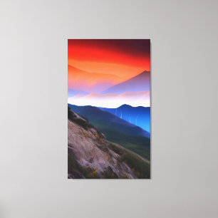 Impressão Em Tela Pintura de Montanhas Incríveis