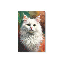 Pintura De Óleo Vibrante De Retrato De Gato De Âng