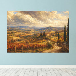 Impressão Em Tela Pintura de Paisagem da Campina Toscana de Outono