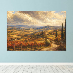 Impressão Em Tela Pintura de Paisagem da Campina Toscana de Outono