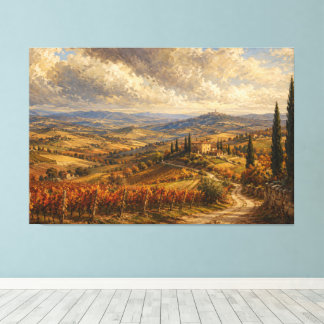 Impressão Em Tela Pintura de Paisagem da Campina Toscana de Outono