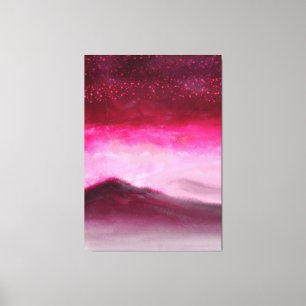 Impressão Em Tela Pintura de Paisagem Magnética de Aurora Rosa-Rosa-