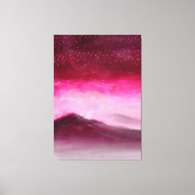 Impressão Em Tela Pintura de Paisagem Magnética de Aurora Rosa-Rosa- (Frente)