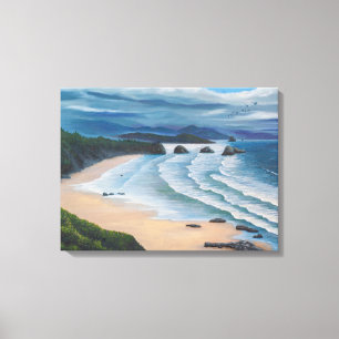 Impressão Em Tela Pintura de paisagem marinha em Cannon Beach