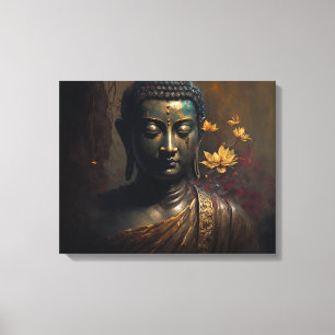 Impressão Em Tela Pintura de Retrato Buda Luxuosa