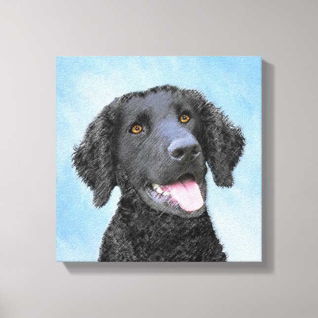 Impressão Em Tela Pintura De Retriever Revestida Curly - Arte De Cão (Frente)